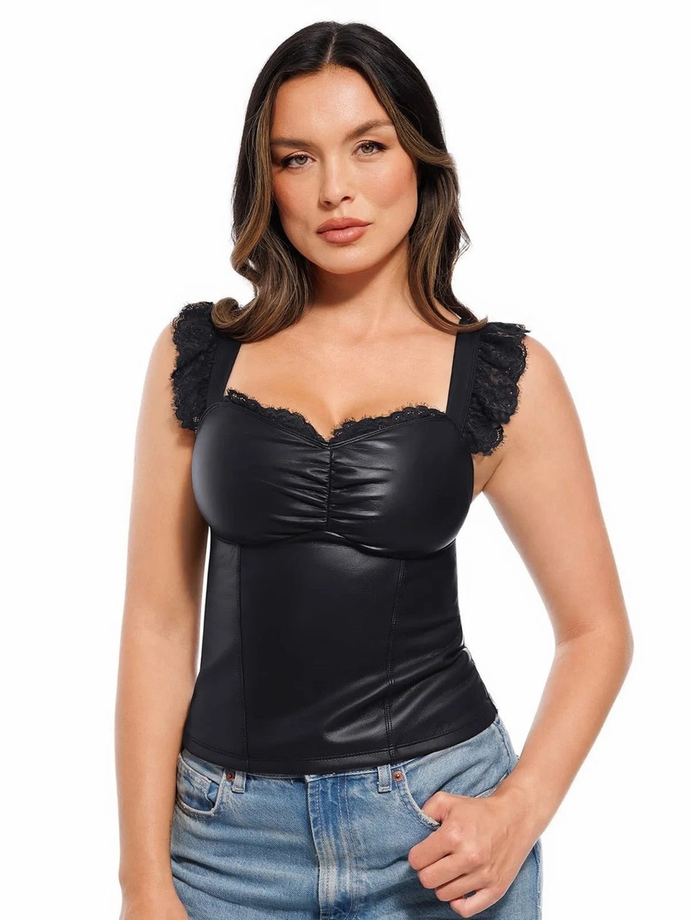 NWOT Popilush Lace Trim Sculpting Camisole Top